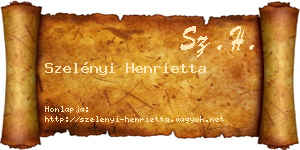 Szelényi Henrietta névjegykártya